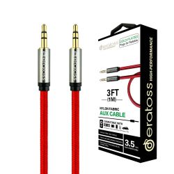 AUX Cable, 3FT W/Package, eratoss AUX7-Red