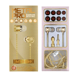 Wired Metal Earphone w/mic, eratoss_MT-R599-Gold